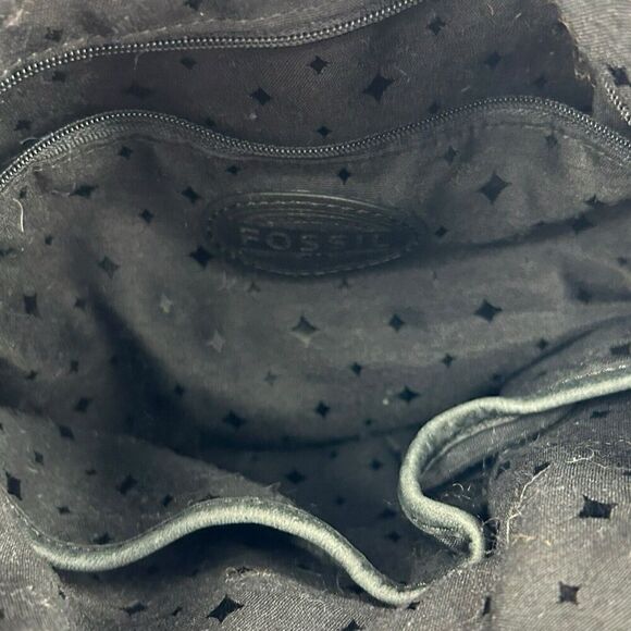 Vintage Fossil Black Leather Crossbody Front Flap Pocket Note Photos For Flaws - Picture 10 of 16